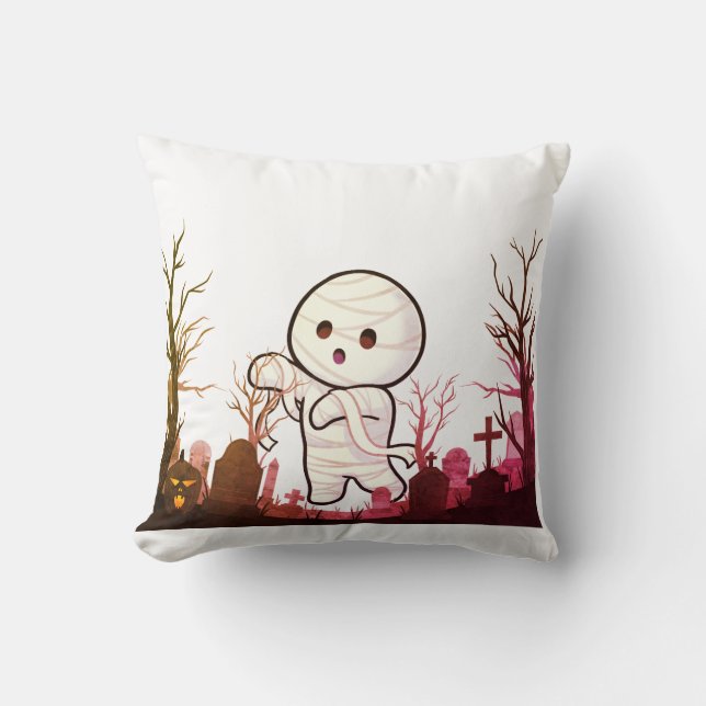 Almofada Bonita múmia de Halloween em Spooky Graveyard - En (Frente)