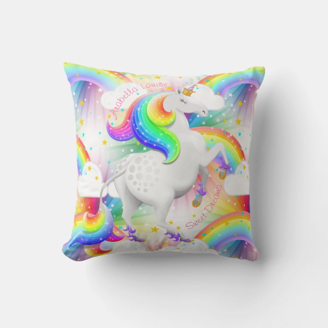 Almofada Bonita princesa Unicorn Rainbow Starburst Decor (Frente)