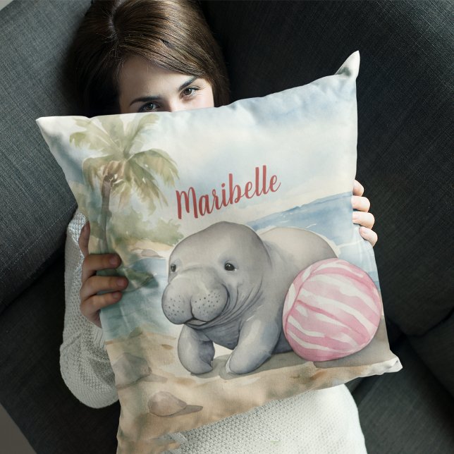Almofada Bonitas Raparigas de Manatee Personalizadas (Criador carregado)