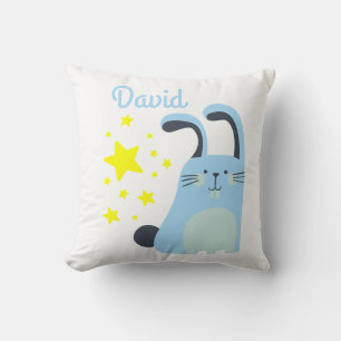 Almofada Bonitinho de cartoon azul com nome