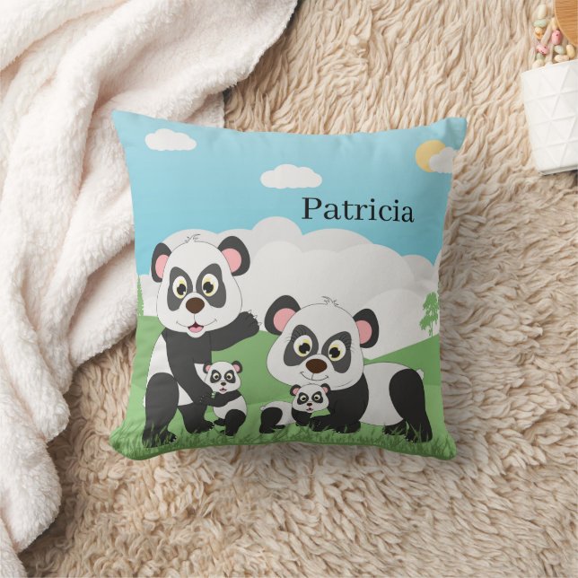 Almofada bonitinho urso panda adiciona nome decor (Cobertor)
