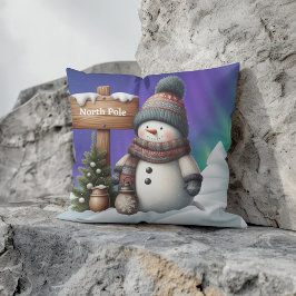 Almofada Bonito boneco de neve no Polo Norte com luzes de n