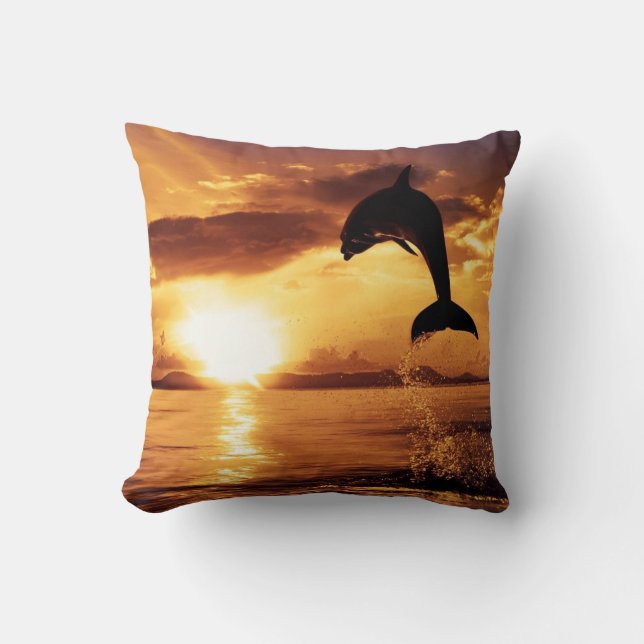 Almofada Bonito golfinho no Travesseiro decorativo Sunset (Frente)