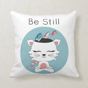 Almofada Bonito ilustrado "seja ainda" gato Meditating do