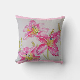 Almofada Bonito Lily Na Lilium De Pintura Por Aquarela Rosa