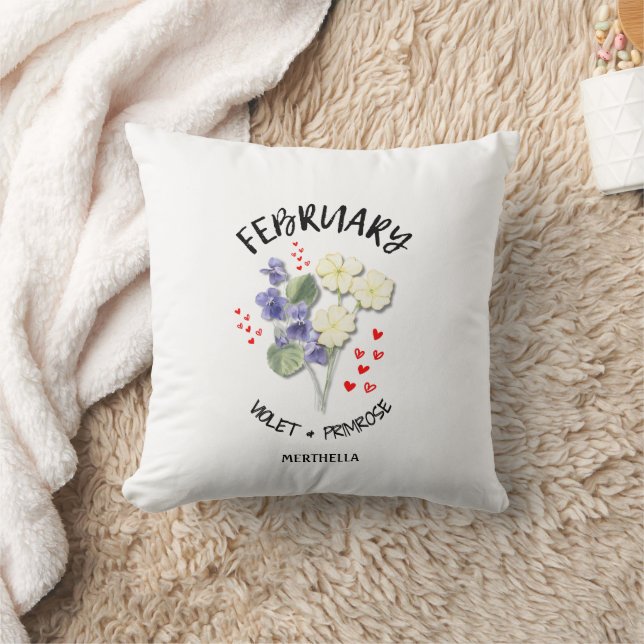 Almofada Bonito mês de nascimento Flower FEBRUARY Christian (Cobertor)