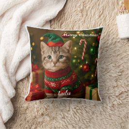 Almofada Bonito Natal de Cat Shorthair Americano Personaliz