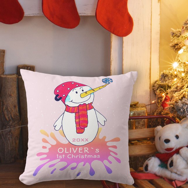 Almofada Bonito Neve Bebê Primeiro Rosa de Natal (Criador carregado)