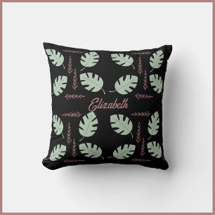 Almofada Bonito Palm & Branch Sage Verde & Dusty Rosa rosa