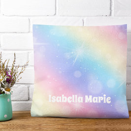 Almofada Bonito Pastel Rainbow Sparkle Personalizado Girly