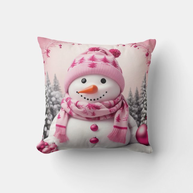 Almofada Bonito Pink Xmas Snowman (Frente)