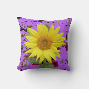 Almofada Bonito Prato Amarelo Roxo Marmoreado de Girassol