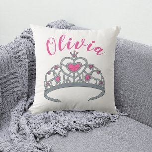Almofada Bonito Princesa Rosa Tiara Coroa Personalizada