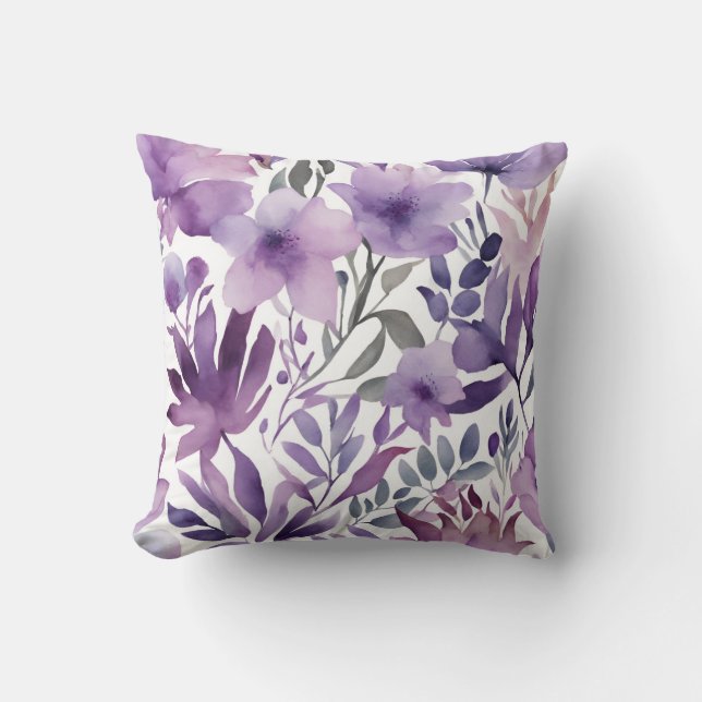Almofada Bonito Purple Floral Watercolor Design (Frente)