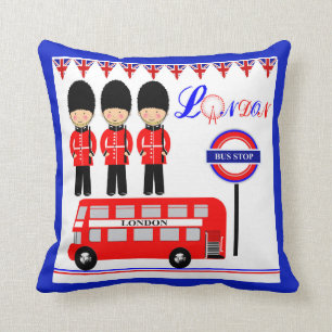 Almofada Bonito Queens Guarda Red Bus Londres Themed Design