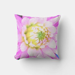Almofada Bonito rosa, branco e amarelo Cactus Dahlia Macro