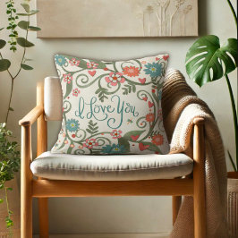 Almofada Bonito Rosa Floral Eu Te Amo