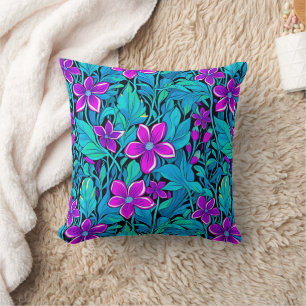 Almofada Bonito Roxo e Azul Teal Floral