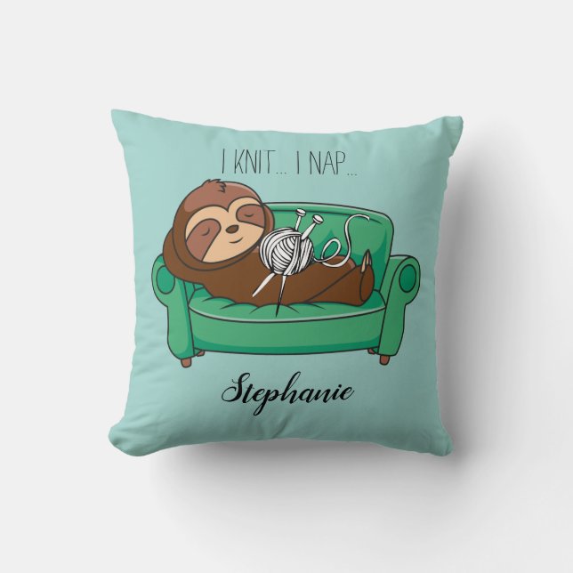 Almofada Bonito Sloth Tote Bag Knitting Themed Gift (Frente)