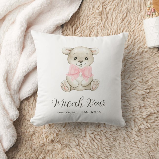 Almofada Bonito Watercolor Bear Urso Rosa Arco Recém-Presen (Cobertor)