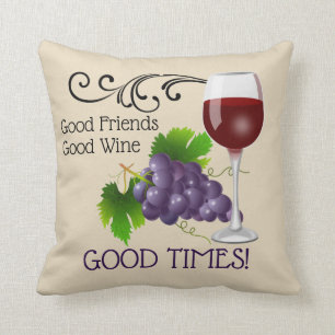 Almofada Bons amigos, bom vinho