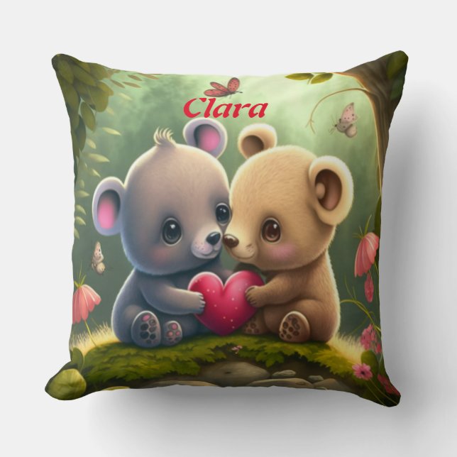 Almofada Bons animais no travesseiro decorativo amoroso (Frente)