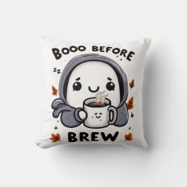 Almofada Boo Before Brew Funny Ghost Cute Halloween Coffee