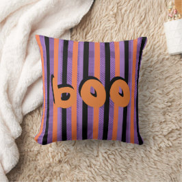 Almofada Boo Black Purple Xadrez Strips Padrão Halloween