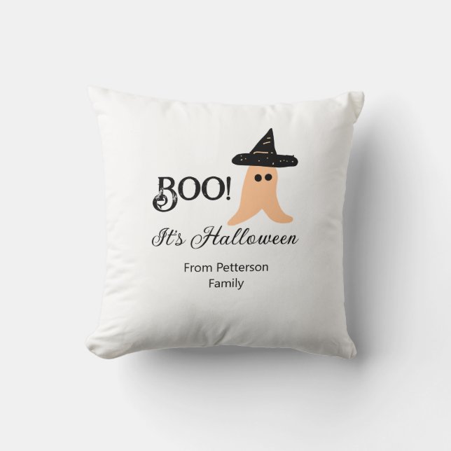 Almofada Boo é Halloween do nome da família, fantasma laran (Frente)