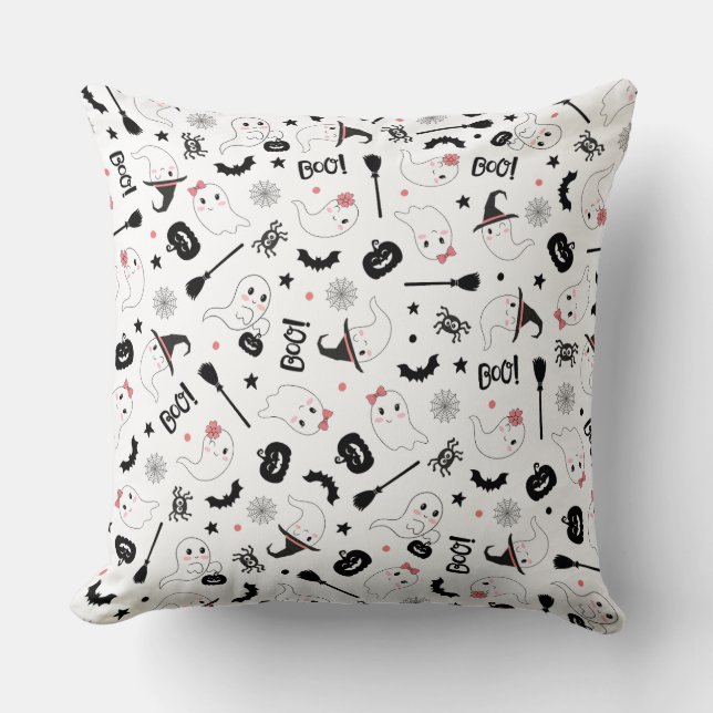 Almofada Boo Fantasmagórico Assustador de Halloween Menina  (Frente)