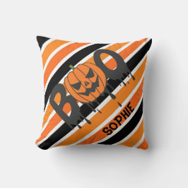 Almofada Boo Halloween Laranja & Black Stripes