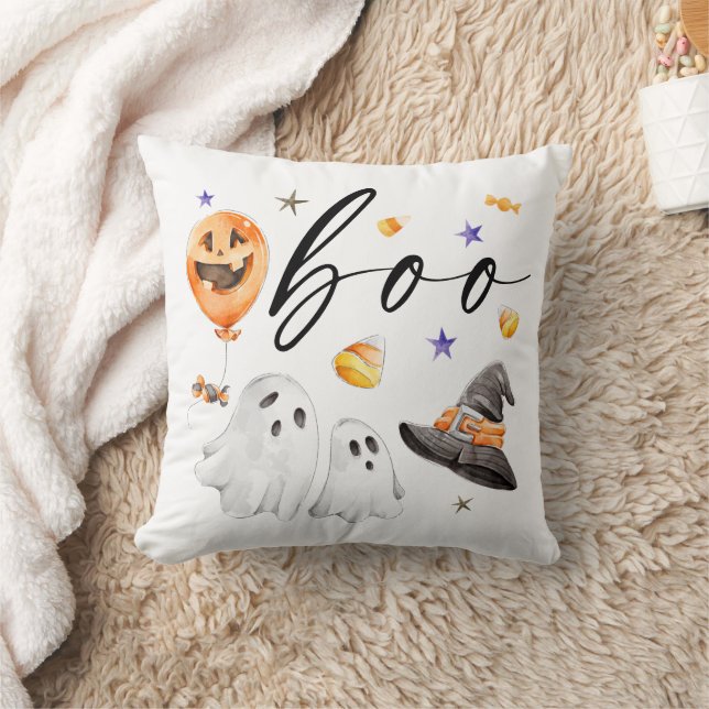 Almofada Boo Halloween Watercolor (Cobertor)