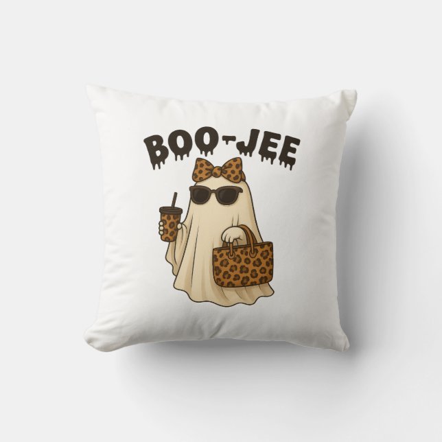 Almofada BOO-JEE Leopard Print Ghost Throw Pillow  (Frente)