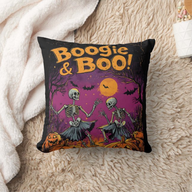 Almofada Boogie e Boo! - Halloween Skeletons e Pumpkins (Cobertor)