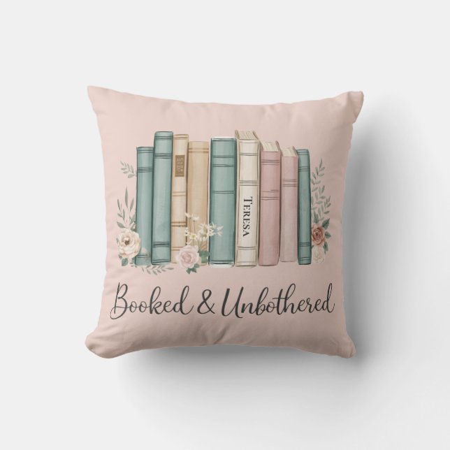 Almofada Booked and Unbothered Cozy Reading Nook Book Lover (Frente)
