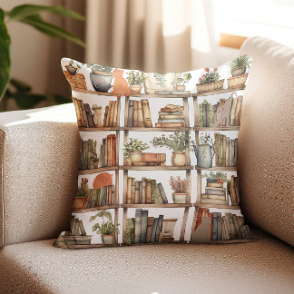 Almofada Bookish Felines: Gato Lover's Bookshelf