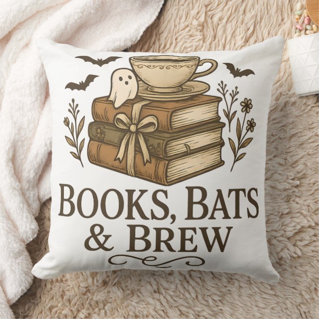 Almofada Books Bats Breve Leitor de Café do Halloween (Cobertor)