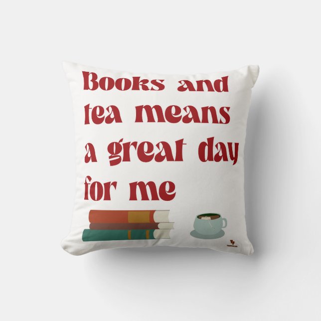 Almofada Books Tea Excelente Day for Me Cozy Leitura Life (Frente)