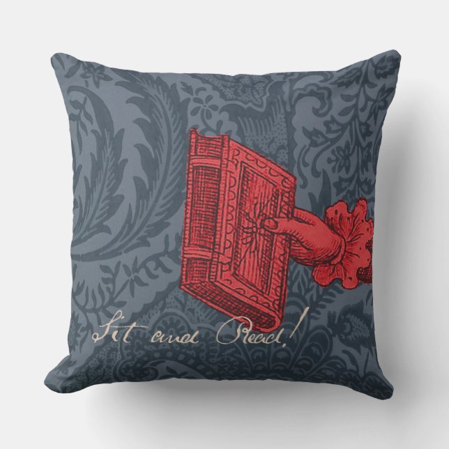 Almofada Bookstore, library, reading nook Blue/Red (Frente)