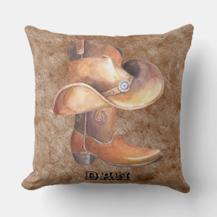 Almofada Boot & Hat do cowboy do travesseiro decorativo com