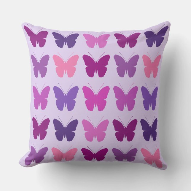 Almofada Borboleta 5x5 Padrão Pinks Purple Mauve Lilac (Frente)