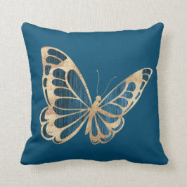Almofada Borboleta Azul e Dourada