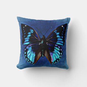 Almofada Borboleta Azul Pintada