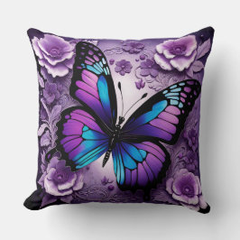 Almofada Borboleta Azul Roxo Floral