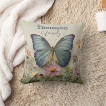 Borboleta Azul Vintage Jardim Floral Família