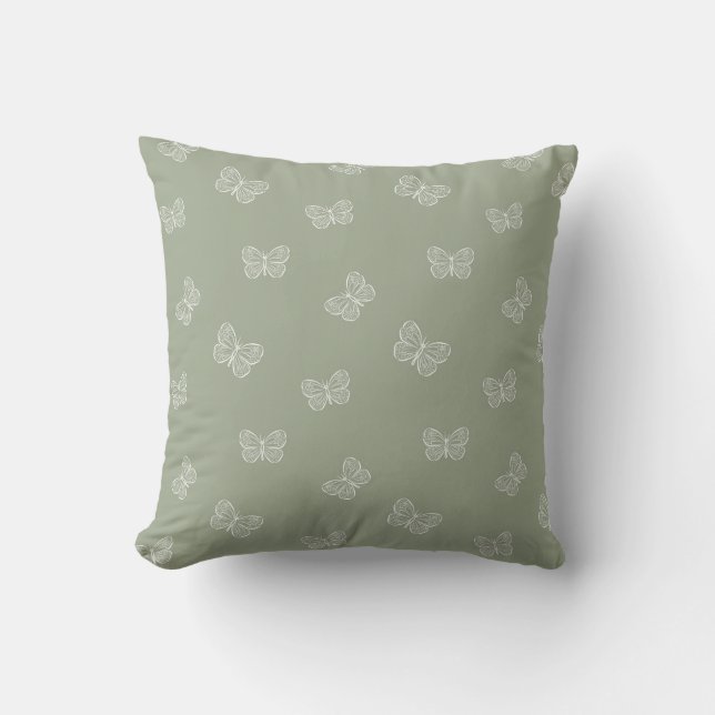 Almofada Borboleta Boho Moderno Bebê Menina Neutro Verde Sa (Frente)