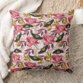 Almofada Borboleta Colorida e Padrão Natureza Poppy