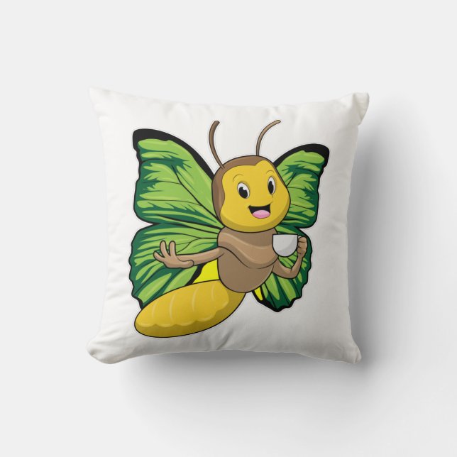 Almofada Borboleta com xícara de café (Frente)
