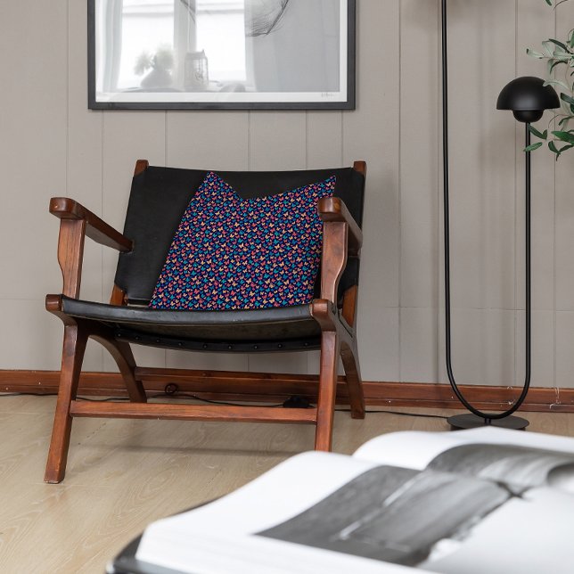 Almofada Borboleta contemporânea roxa-rosa-branca (Criador carregado)