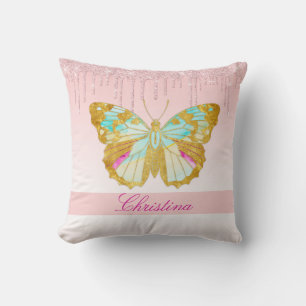 Almofada Borboleta de Teto Rosa Glitter Personalizada